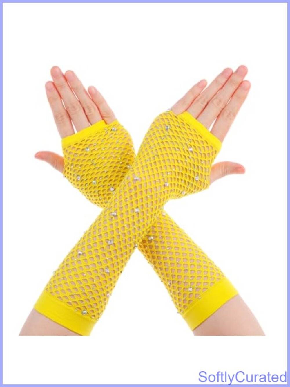 Fingerless Fishnet Gloves Sparkly Rhinestone Mesh 80s Costume Cosplay